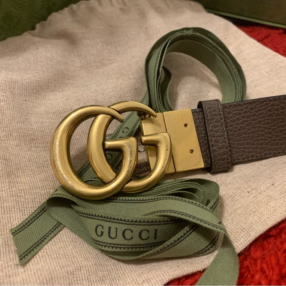 Gucci Authentic GG Mormont Reversible Belt Black/Brown Leather